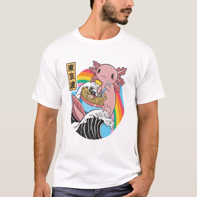 Camiseta Anime Axolotl Waifu Que Ama Anime Ramen E Sketc (Frente)