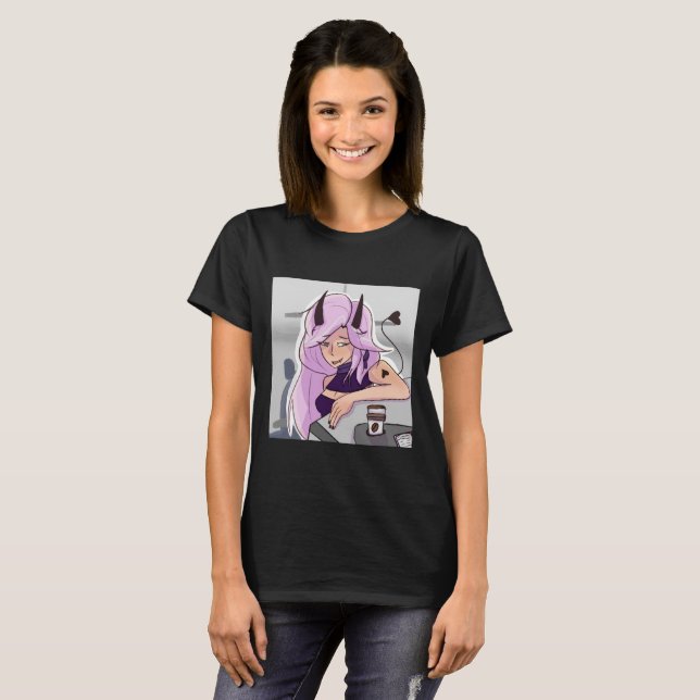 Camiseta Anime, Bela Menina de Demônios, T-Shirt (Frente Completa)