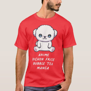 Camiseta Anime Bichon Frise Bubble Tea Manga Kawaii Dog Lov