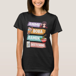 Camiseta Anime Boba Ramen Desenhando Otaku Kawaii Anime Gir