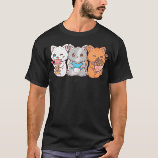 Camiseta Anime Boba Tea Bubble Tea Gamer Ramen Cat