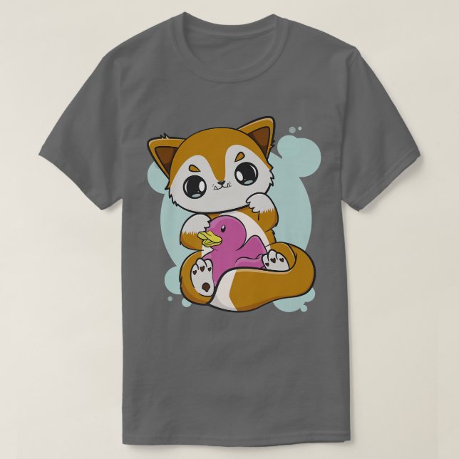 Camiseta Anime Bonita Com Toy Kawaii Duck Para Otaku Premi (Frente do Design)