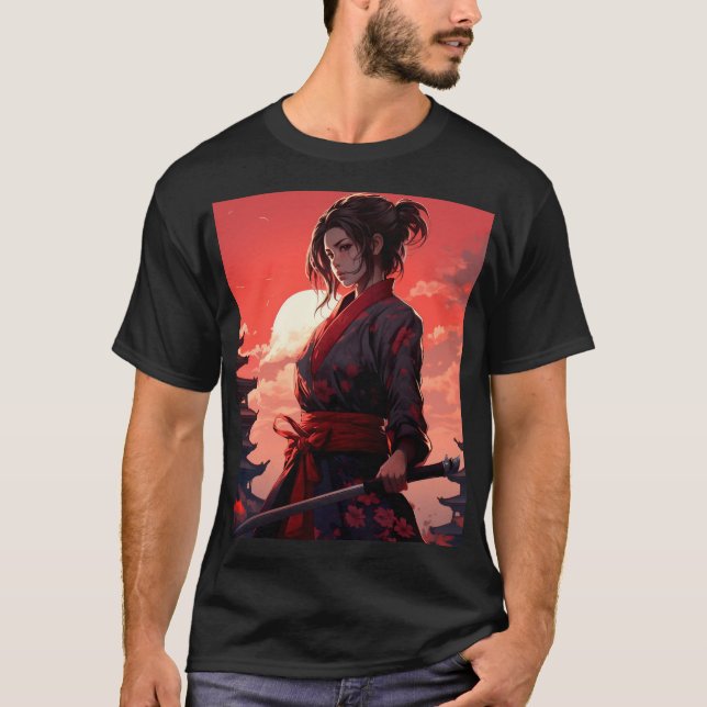 Camiseta Anime - Bonita garota japonesa do desenho animado  (Frente)