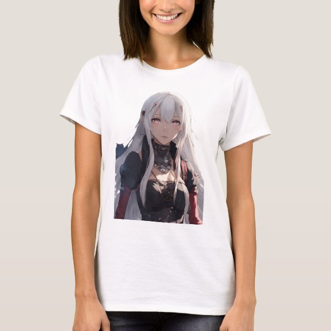Camiseta Anime - Bonita garota japonesa do desenho animado  (Frente)