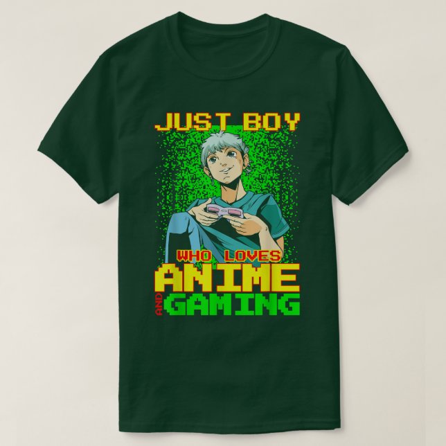 Camiseta Anime Boy Playing Video Games Funny  (Frente do Design)
