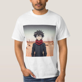 Camiseta Anime Boy Standing in Desert Landscape – Anime Adv