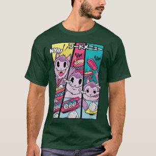 Camiseta Anime Cat Comendo Comida Japonesa Ramen Noodles Su