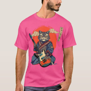 Camiseta Anime Cat Japonês Samurai Tattoo Kawaii Ninja Gui