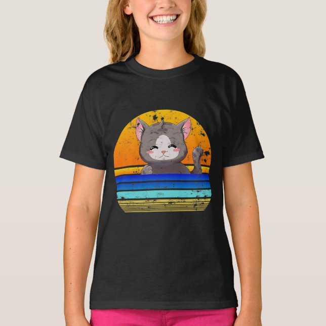 Camiseta Anime Cat | Presente para o Aniversário da Garota (Frente)