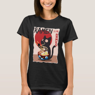 Camiseta Anime Cat Ramen Instant Noodles Funny Japanese Cat