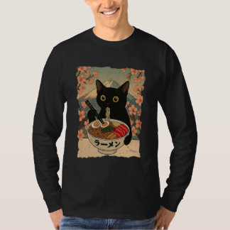 Camiseta Anime Cat Ramen Japanese Funny Cat Graphic Tees An