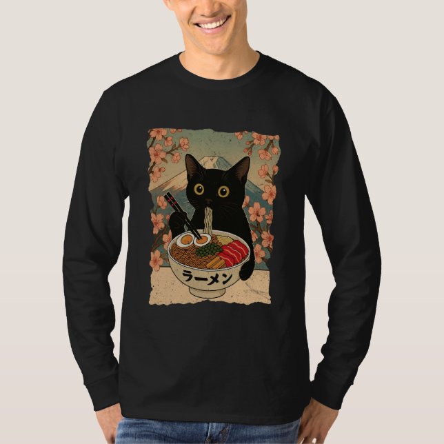 Camiseta Anime Cat Ramen Japanese Funny Cat Graphic Tees An (Frente)