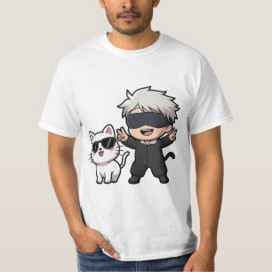 Camiseta Anime Character & Blushing Cat