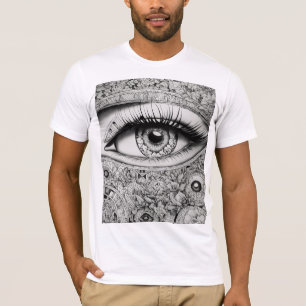 Camiseta Anime Chorando Olhos Negra Tatuagem Estêncil T-Shi