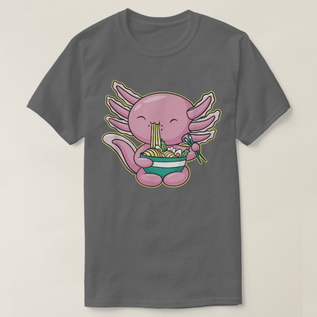Camiseta Anime Cinto Axolotl Alimenta Sopa de Arame Ramen (Frente do Design)