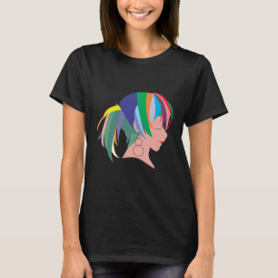 Camiseta Anime com cabelo colorido