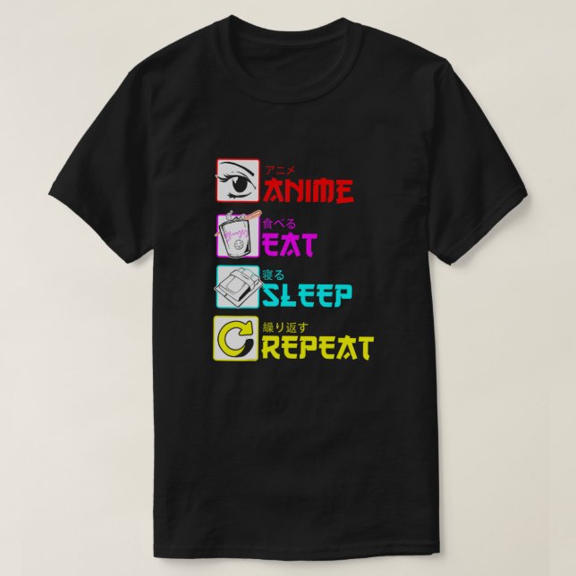 Camiseta Anime Coma Sono Repita Engraçado Manga Japonês Jap (Frente do Design)
