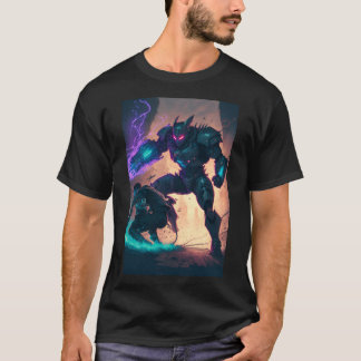 Camiseta Anime Cyberpunk Super Hero Fighting Giant Robot