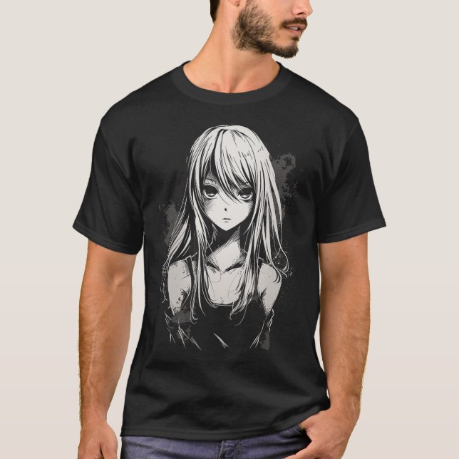 Camiseta Anime de Arte de Pixel do Anime Manga (Frente)
