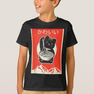 Camiseta Animê de Gato Kawaii Vintage