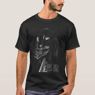 Camiseta Animê de Terror Japonês Mangá Arte Mulher Demônio