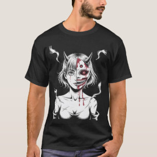 Camiseta Anime de Terror Mangá Japonês Kawaii Sinistro Goth