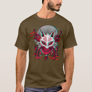 Camiseta Anime do Japão Kitsune Samurai Demon Oni Yandere