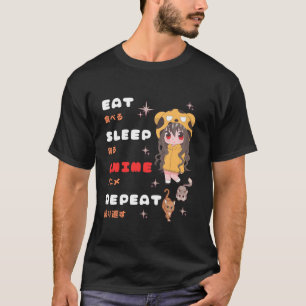 Camiseta Anime do Sono Repete Kawaii kanji Otaku Manga Ja