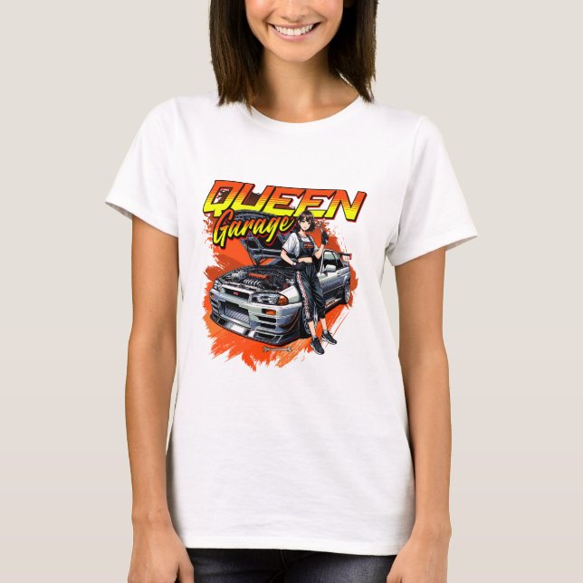 Camiseta Anime Drift Mechanic Carro - Garage Queen Art (Frente)