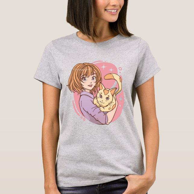 Camiseta Anime e Cat T-Shirt (Frente)