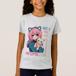 Camiseta Anime E Gatos Rapariga Gráfico