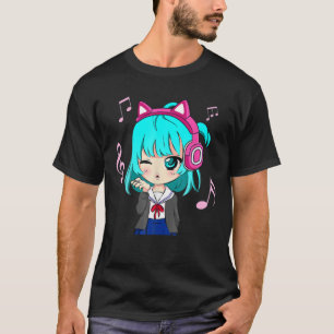 Camiseta Anime E Rapariga De Música Para Animes Gráficos Te