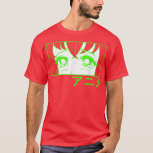 Camiseta Anime em japonês, manga motif, face série verde