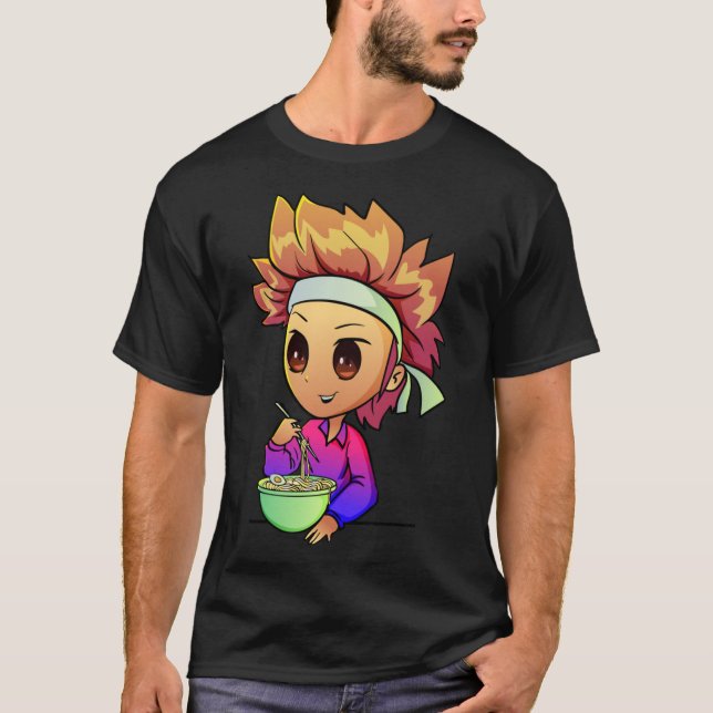 Camiseta Anime Engraçado Tee Ramen Comida Guerras Para Anim (Frente)