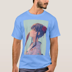 Camiseta Anime estético pastel - Gir anime japonês Kawaii