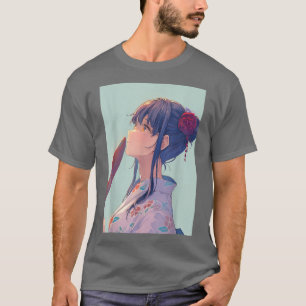 Camiseta Anime estético pastel - Gir anime japonês Kawaii