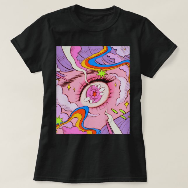 Camiseta Anime Eyes Pastel Kawaii Egirl Japonês estético (Frente do Design)