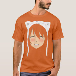 Camiseta Anime Face Cat Shirt, Manga Lover Otaku Style Japa