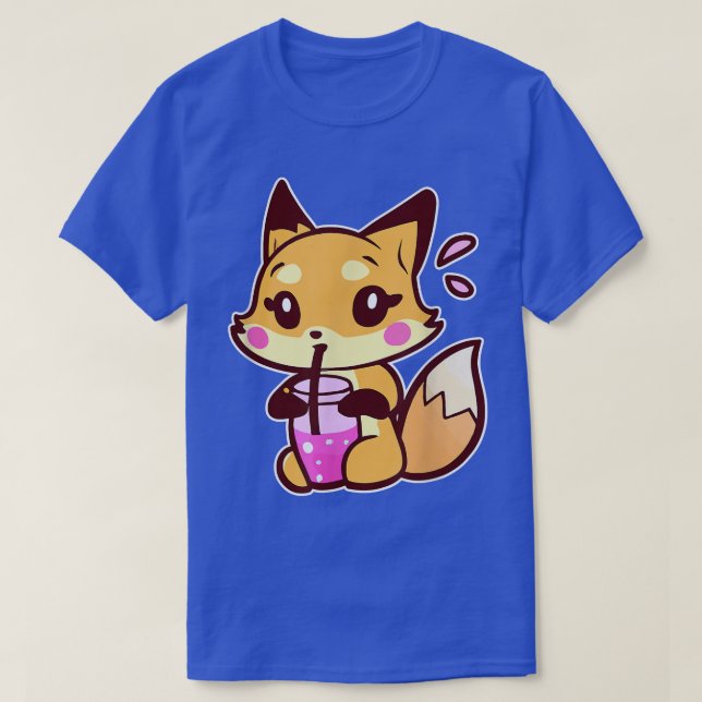 Camiseta Anime Fo Bebendo Bubble Tea Kawaii 41 (Frente do Design)