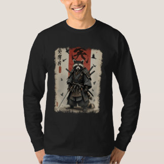 Camiseta Anime for Men, Samurai Raccoon Graphic, Japanese W