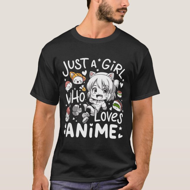 Camiseta Anime For Teen Girls Just A Girl Who Loves Anime F (Frente)