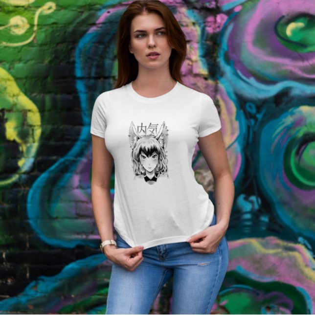 Camiseta Anime Fox Girl Japonês (Criador carregado)