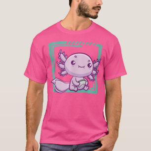 Camiseta Anime Gamer Kawaii Gaming Bonito Axolotl Andando F