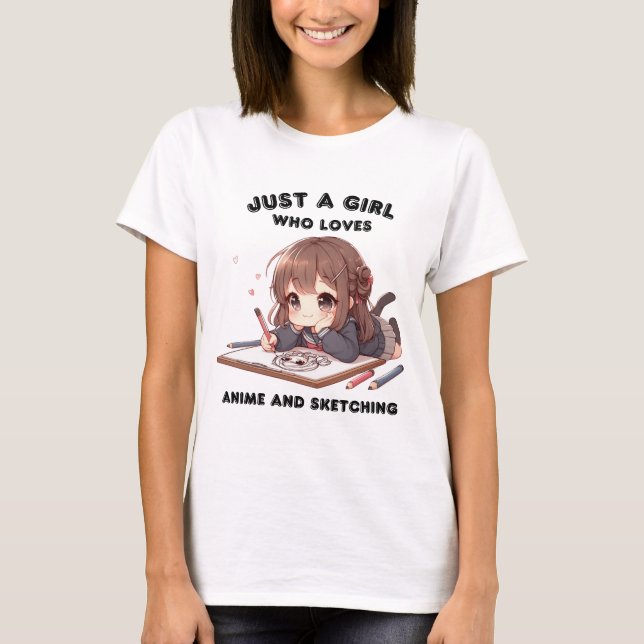 Camiseta anime garota, apenas uma garota que ama anime e es (Frente)