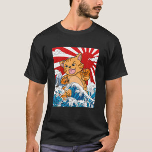 Camiseta Anime Gata Kaiju Japonês Manga Otaku Ondas Oceano