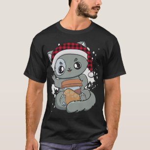 Camiseta Anime Gato de Café Kawaii Cute Chibi Kitten Christ