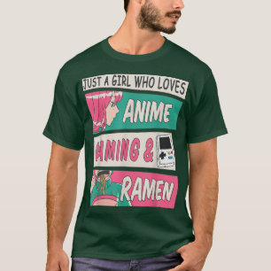 Camiseta Anime Girl ama Gaming Ramen comida japonesa e M
