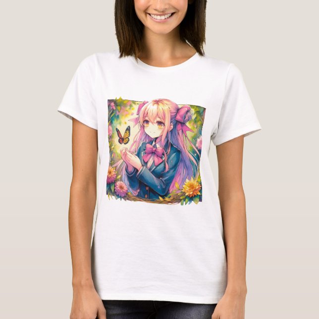 Camiseta Anime Girl and Butterfly (Frente)