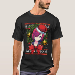 Camiseta Anime Girl Christmas Xmas japonês Aestético Manga