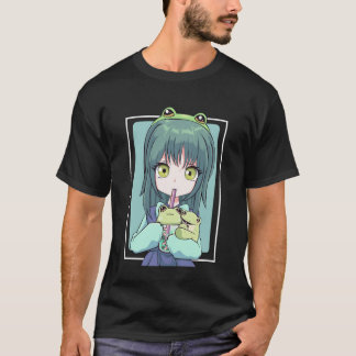 Camiseta Anime Girl for Frog Lovers and Kawaii Boba Tea Fro